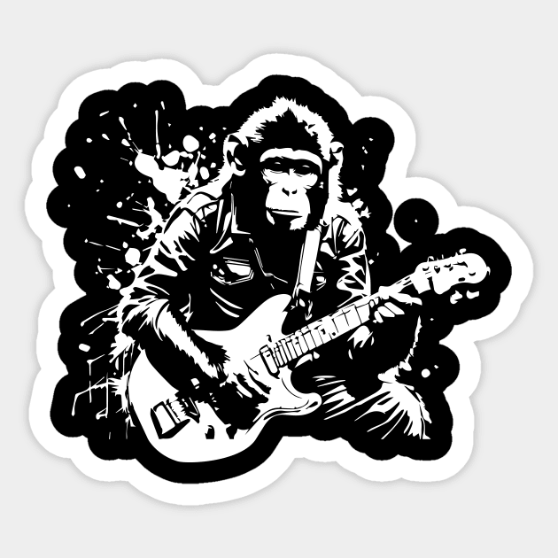 monkey plays guitar Sticker by lkn